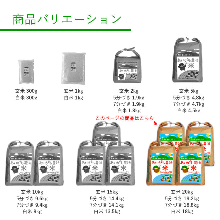 送料無料 令和7年産 合鴨農法米 ヒノヒカリ 20kg 選べる精米歩合【宅配便配送】