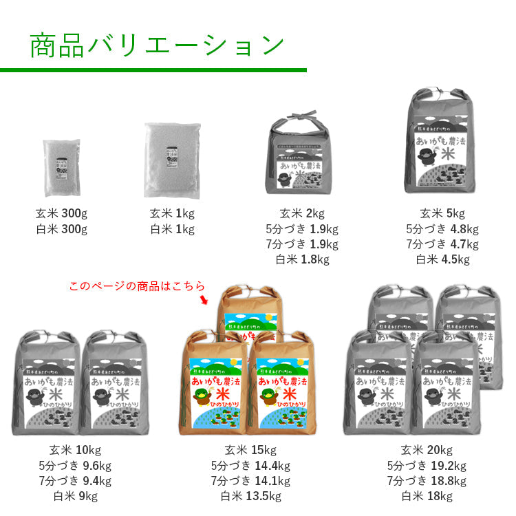 送料無料 令和7年産 合鴨農法米 ヒノヒカリ 15kg 選べる精米歩合【宅配便配送】