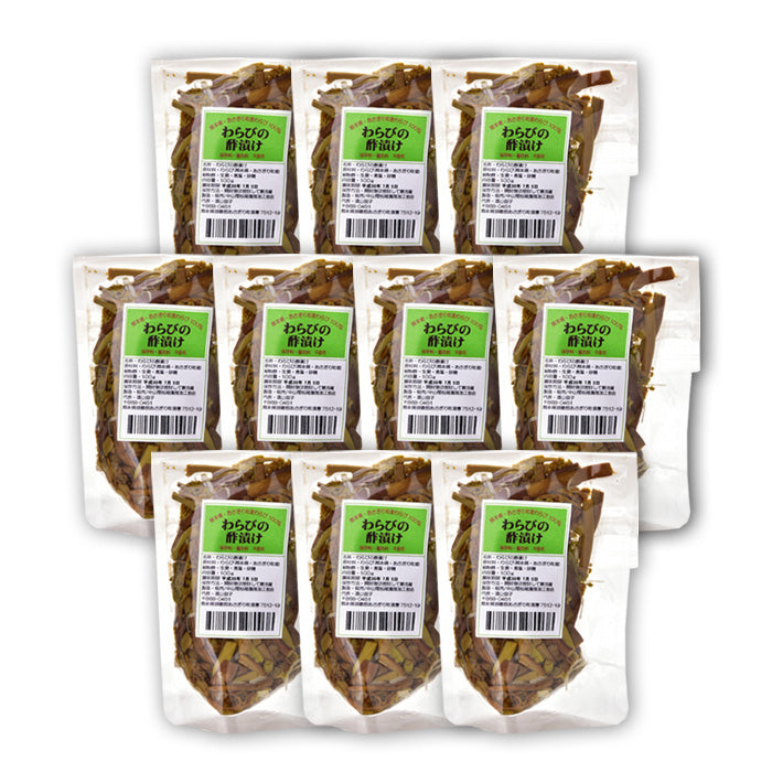 送料無料 わらびの酢漬け 100g×10袋 (1kg) 熊本県産蕨使用【宅配便配送】